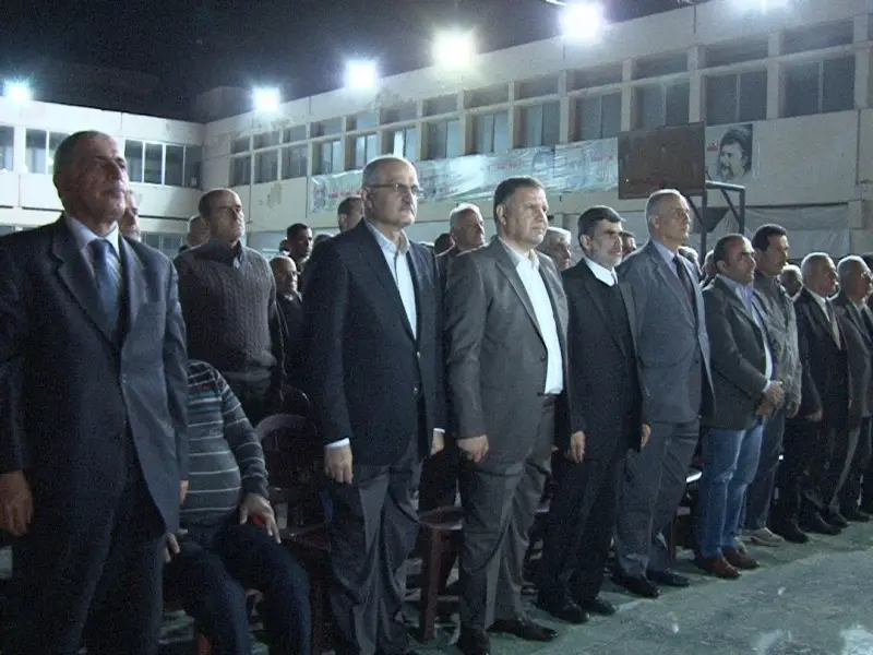 الوزير خليل والنائبان فياض وهاشم خلال مشاركتهم في ذكرى  مجزرة ال