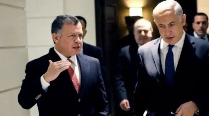 رئيس الوزراء الصهيوني بنيامين نتنياهو والعاهل الأردني  الملك عبد الله
