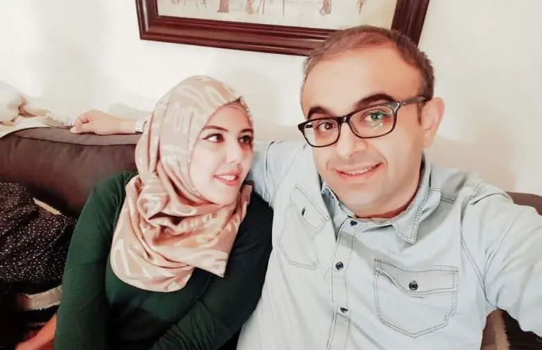 المحامي سليمان سكاكيني وزوجته الحامل جراء حادث السير المروع الذي وقع على طريق المطار قبل يومين