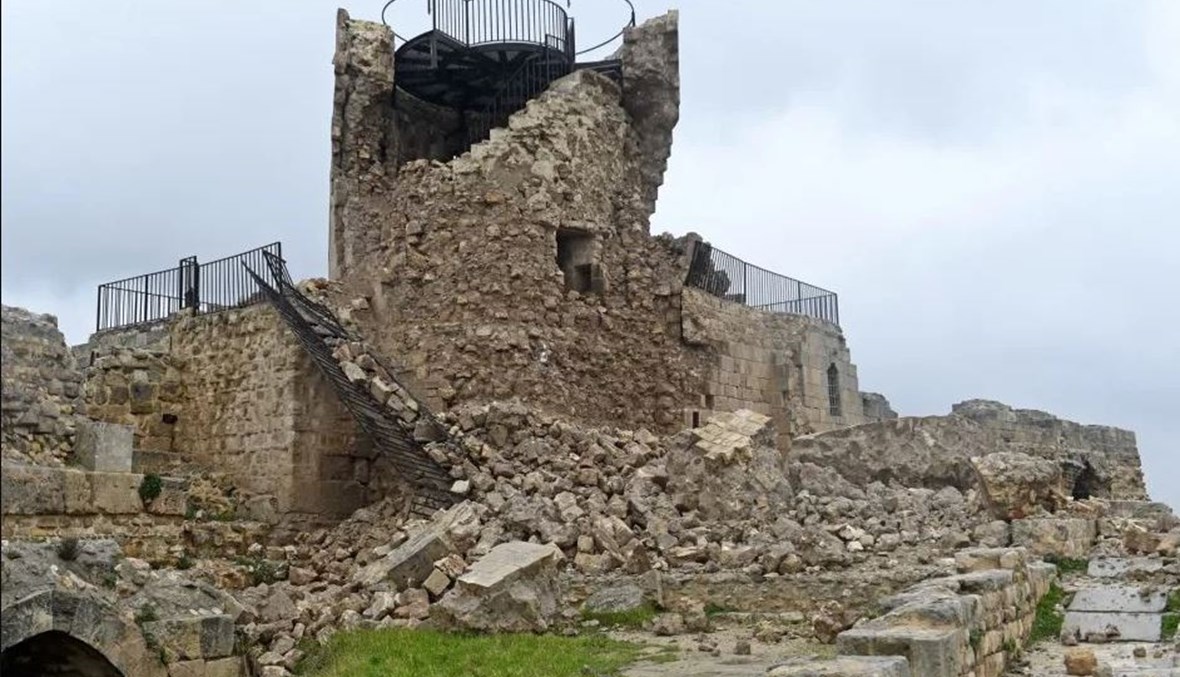 جانب من الأضرار في قلعة حلب الأثرية
