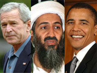 أوباما، بن لادن وبوش