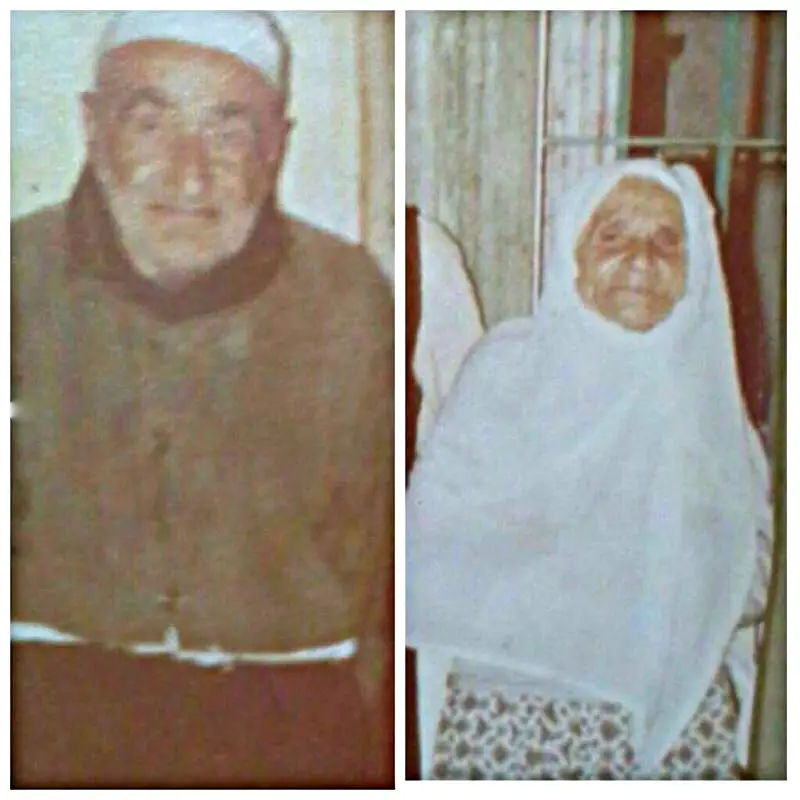 صورة جدي و جدتي ( الحاج قاسم باشا و حرمه الحاجة فاطمة دياب  (اخذت في ابان ايام الاحتلال في القرن الماضي)