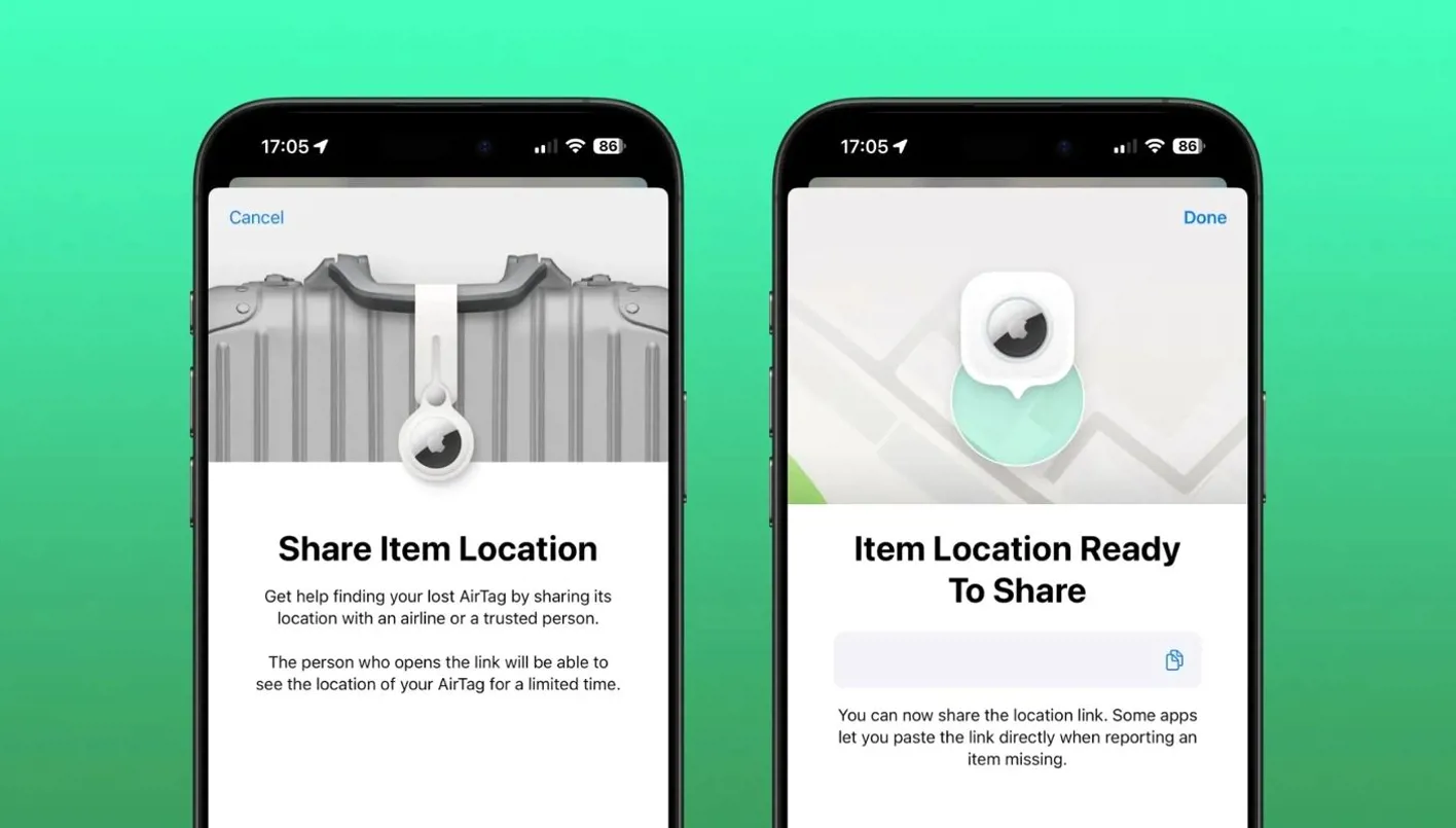 ميزة جديدة في iOS 18.2 تتيح مشاركة موقع AirTag المفقود، مما يسهل على المستخدمين وشركات الطيران العثور على الأمتعة الضائعة