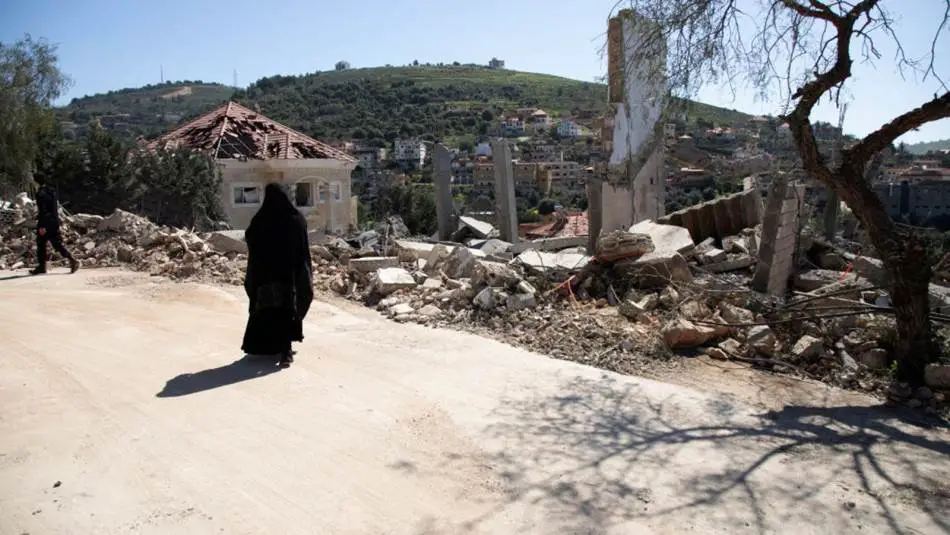 منزل مدمر في العديسة جنوب لبنان (Getty)