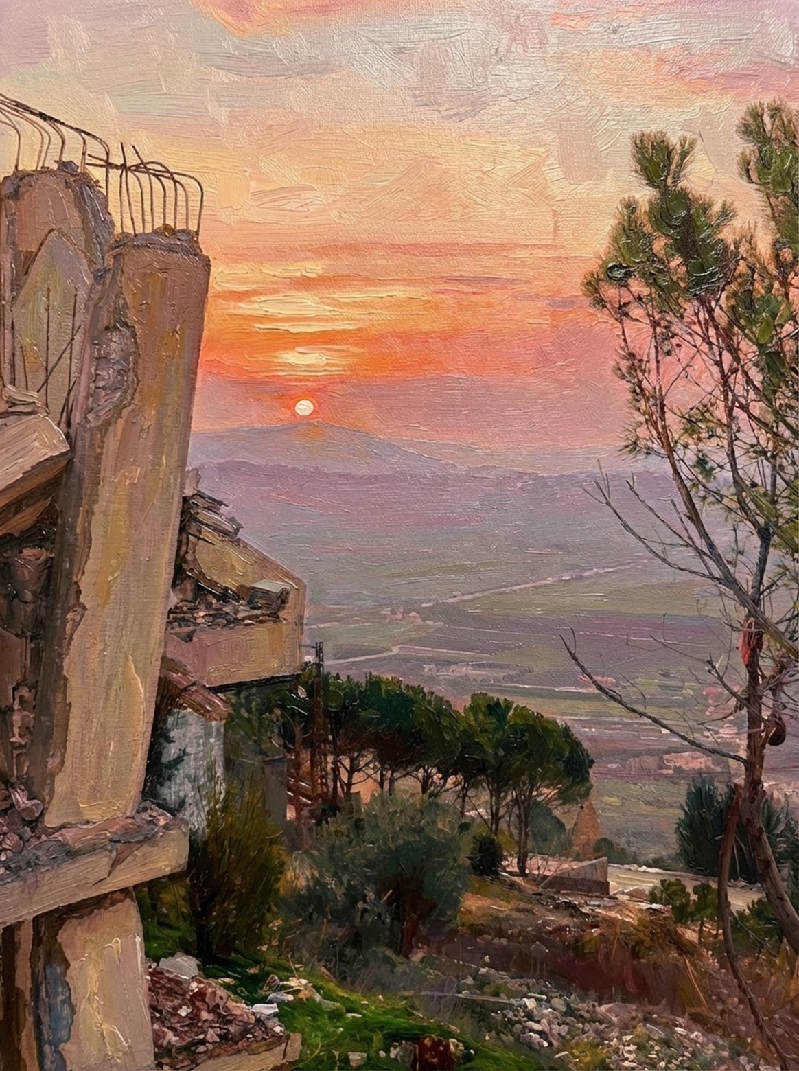 لوحة زيتية معبّرة، منبثقة من صورة وليم صالح