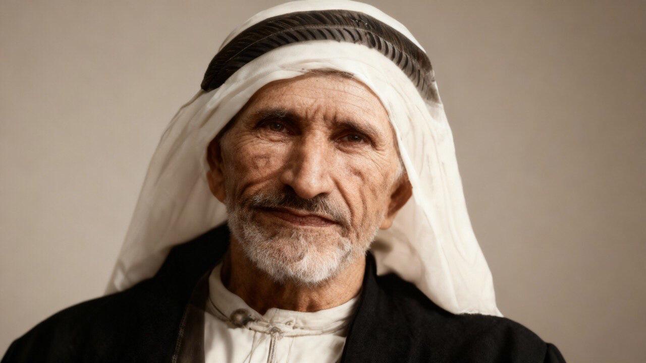 المرحوم الحاج خليل حسين سمور ، بعد معالجتها بالذكاء الاصطناعي (توفاه الله عام 1952)