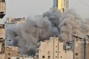 غارة على المبنى المهدد في الباشورة والدخان غطى سماء المنطقة